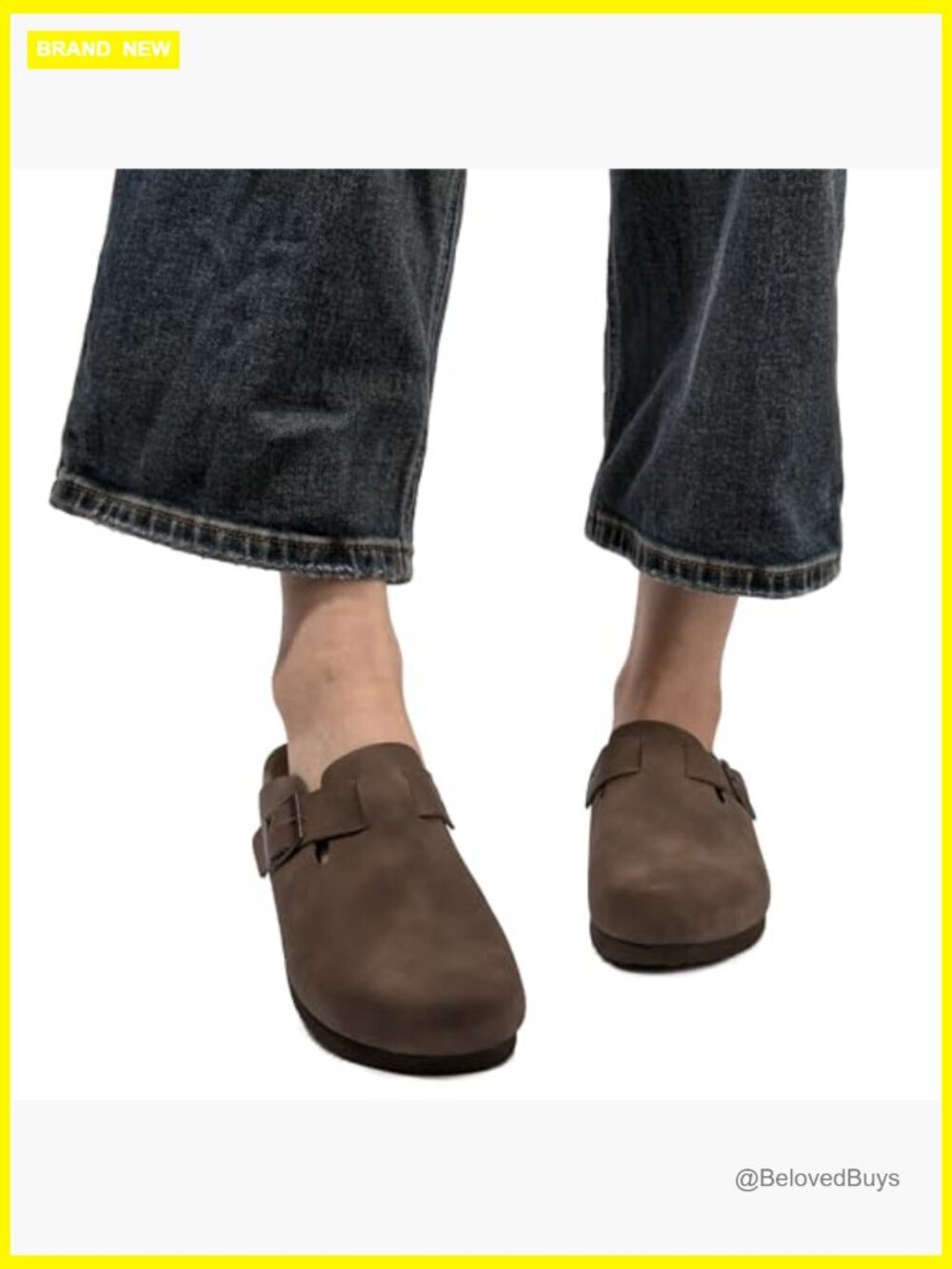 Suede Clogs with Cork Footbed Arch Support Slip On Mules - Picture 2 of 7